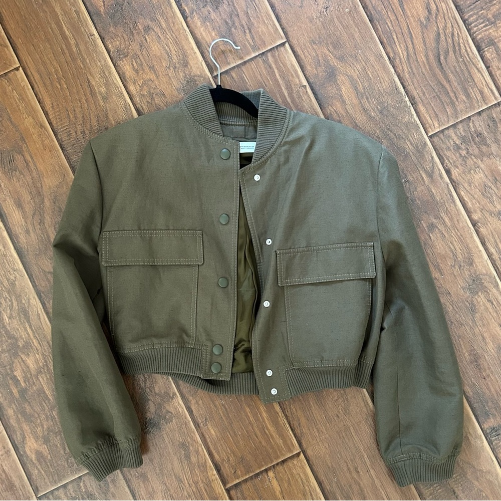 Zara Olive Green Bomber Jacket